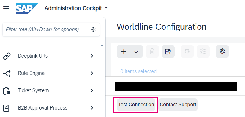 The image above shows where to find the “Test connection” button in the configuration profile overview and a success message.