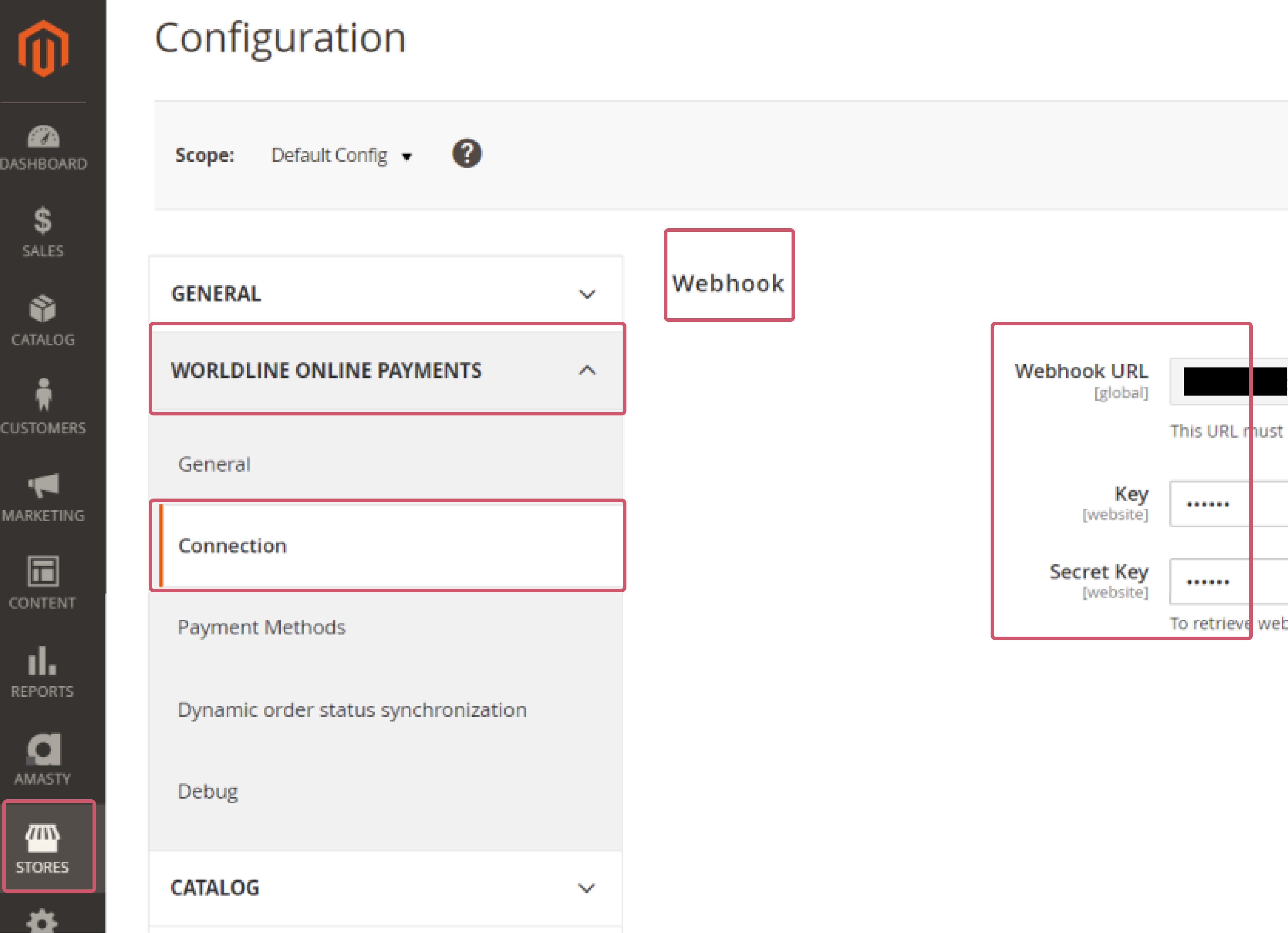 Dieses Bild zeigt, wo Sie das Modul „Webhooks“ im Magento Back Office finden