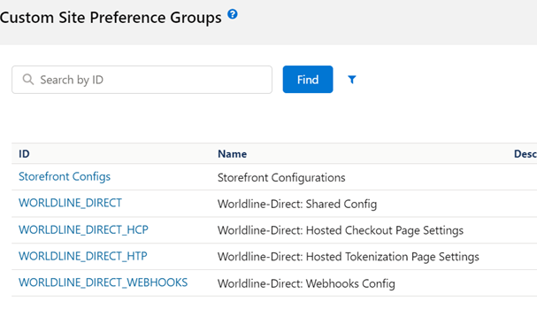 L'image ci-dessus montre où sélectionner les « WORLDLINE_DIRECT_WEBHOOKS » à configurer.