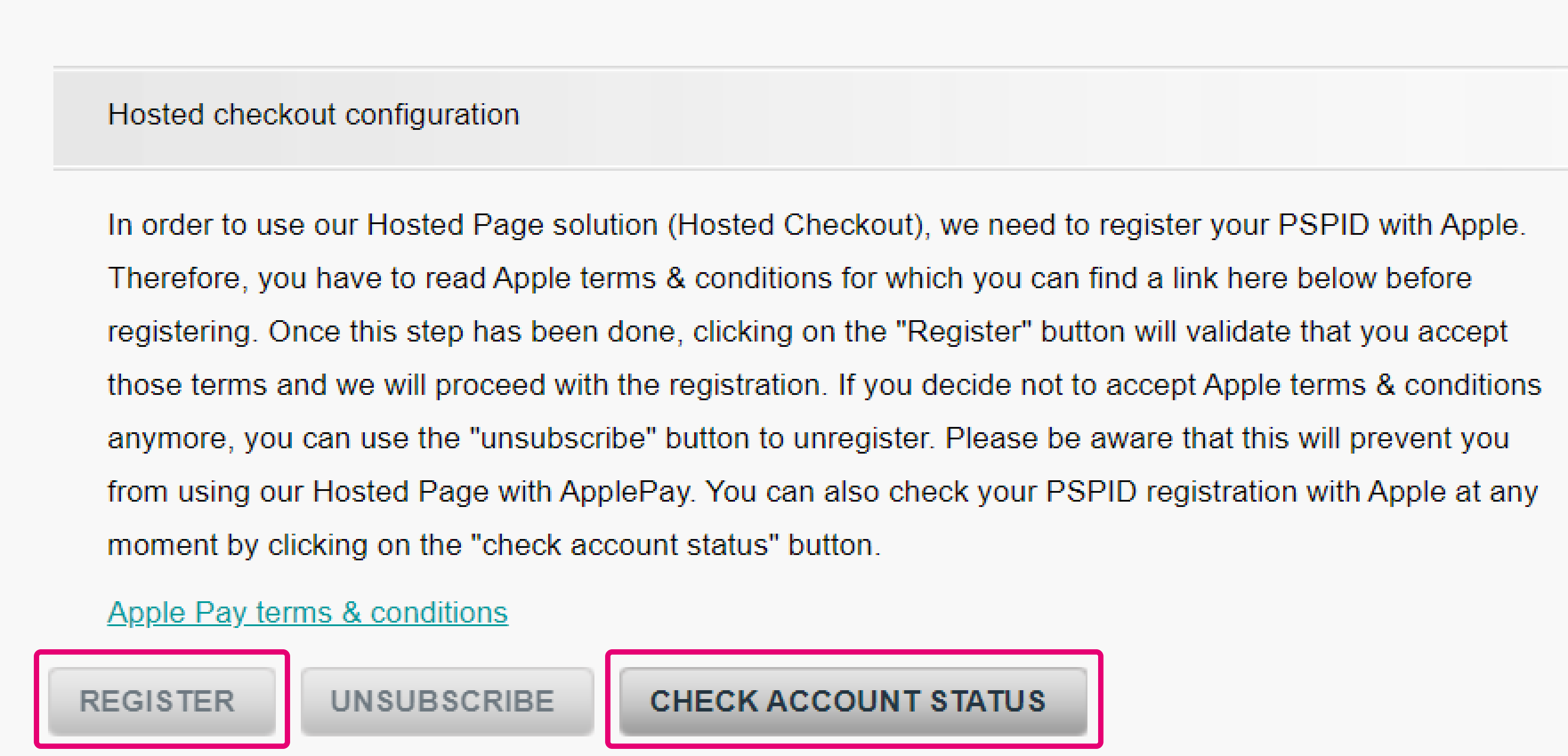 The image above shows how to register and check the account's status in the Back Office.