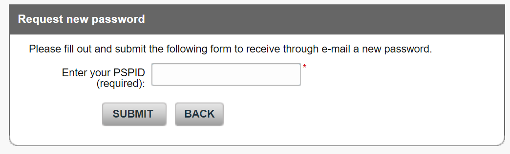 The image shows the instruction to enter the PSPID on our login screen