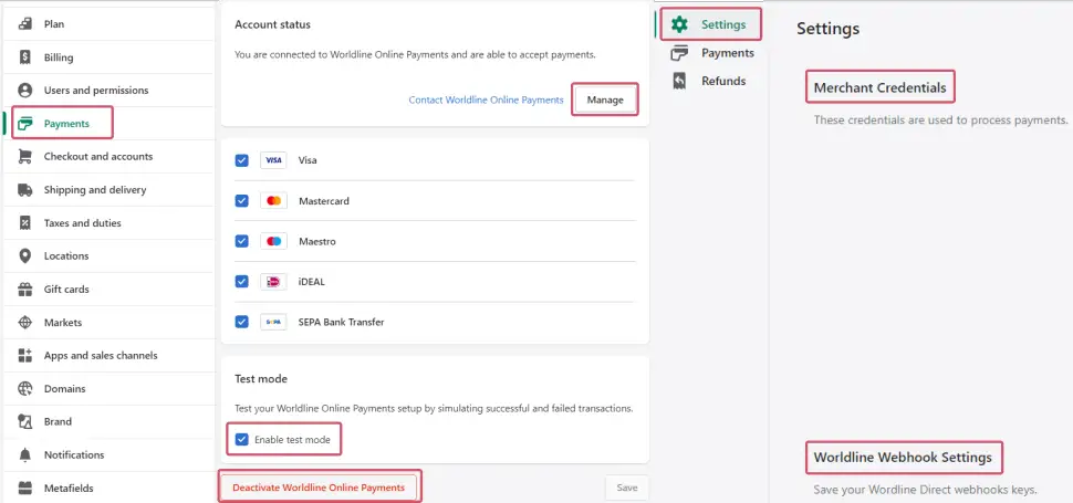 The image above shows where to configure the plugin in the Shopify Back Office.